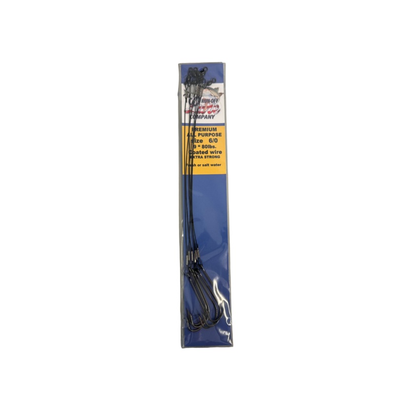 Run Off Lures VCW-8/0-9 9-Inch Vinyl Coated 80 Lbs Wire #8/0 Hook