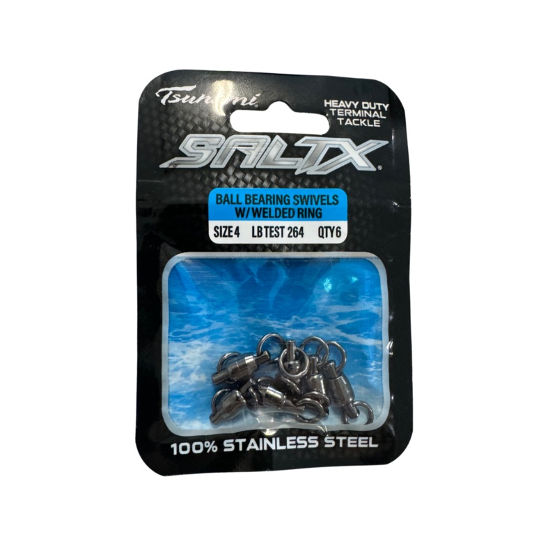 Tsunami Ball Bearing Swivels W/ Welded Ring SZ 4 6PK