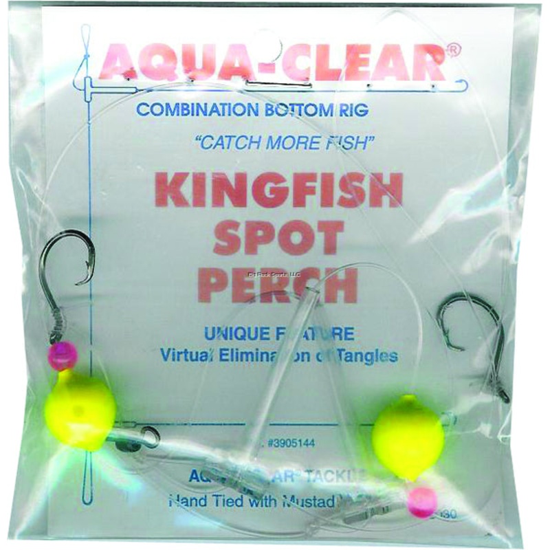 Aqua Clear Spot-Kingfish-Perch Black Nickel Hooks Red Bead/Chartreuse Floats Size 4