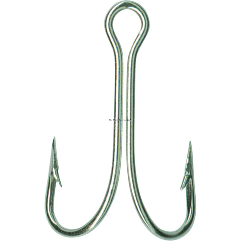 Mustad Classic Double Hook, Size 3/0, Open Shank, Nickel