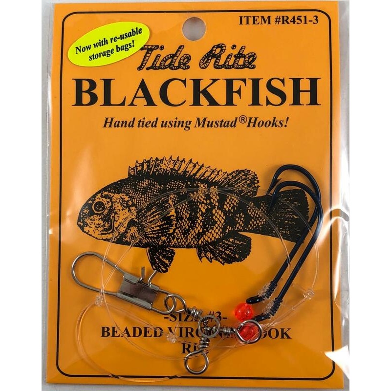 Tide Rite Hand Tied Beaded Virginia Hook Blackfish Rigs, Mustad Long Shank Hooks