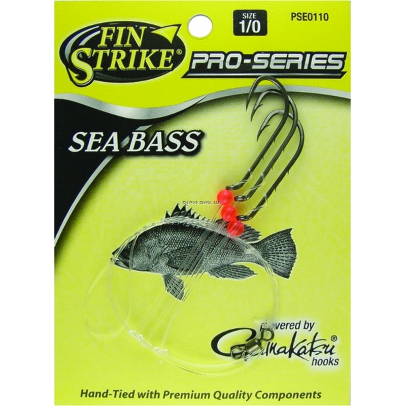 Fin Strike ProSeries SeaBass Rig Baitholder Hook, Blk w/Flo Red Round Beads SPRO