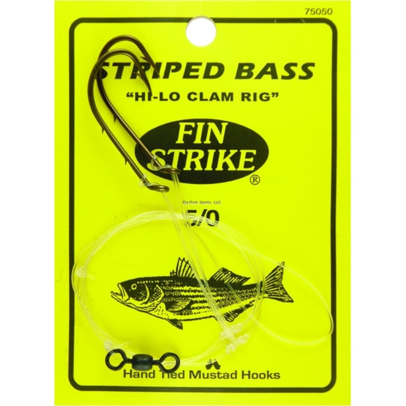 Fin Strike Striped Bass Rigs Baitholder Brnz, Sz 5/0, 2Pk, Hi-Lo Clam Rig