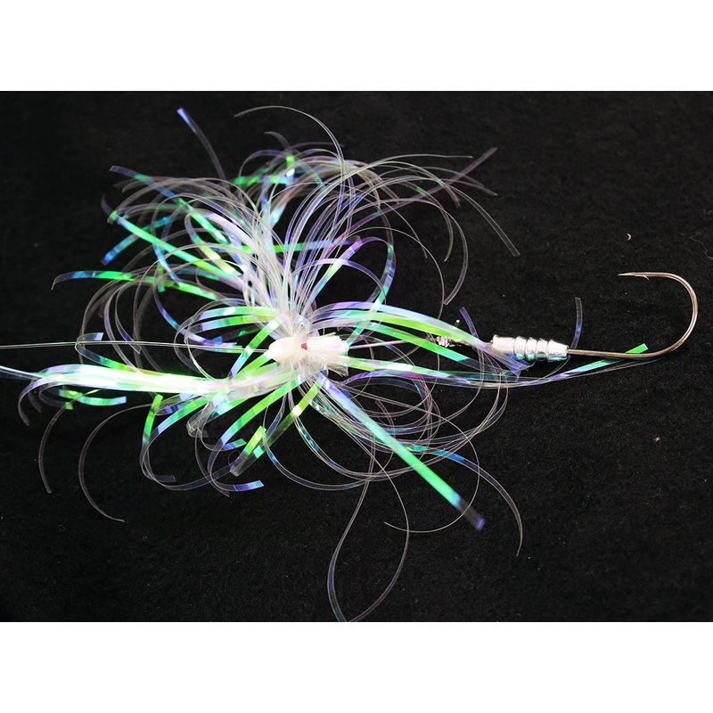 Jigging World Hi-Lo Weighted Grub Holder Hook Flash Rig, 7/0