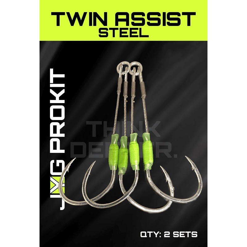 JYG Pro Fishing Twin Assist Hooks Steel- 4/0