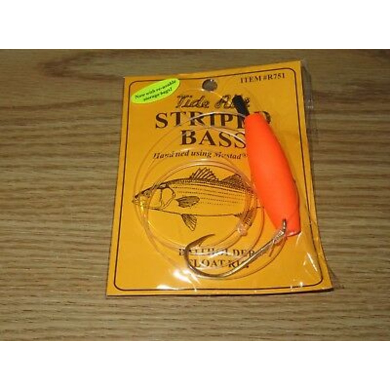 Tide Rite Hand Tied Baitholder Hook Float Striped Bass Rig, Gold (R751)