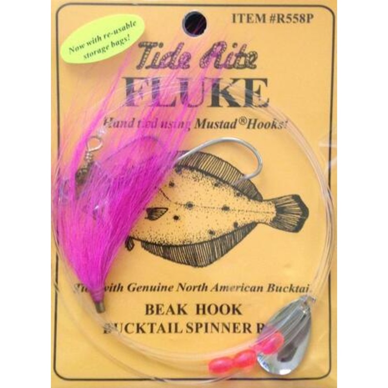 Tide Rite Hand Tied Bucktail Spinner Rigs for Fluke with Mustad Long Shank Hooks
