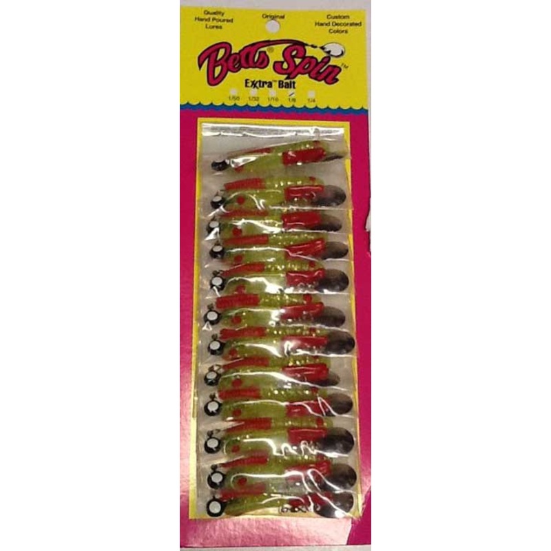 Betts Spin 1/8 Chartreuse Red Dot 12/cd