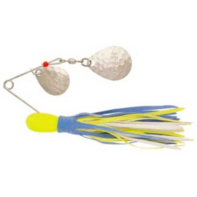 H&H Double Spinner 3/8 (6cd) Blue/Chartreuse/White