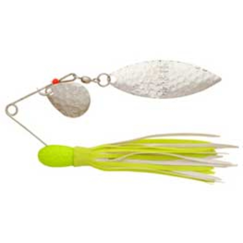 H&H Willow Double Spinner 3/8 (6cd) Chartreuse/White