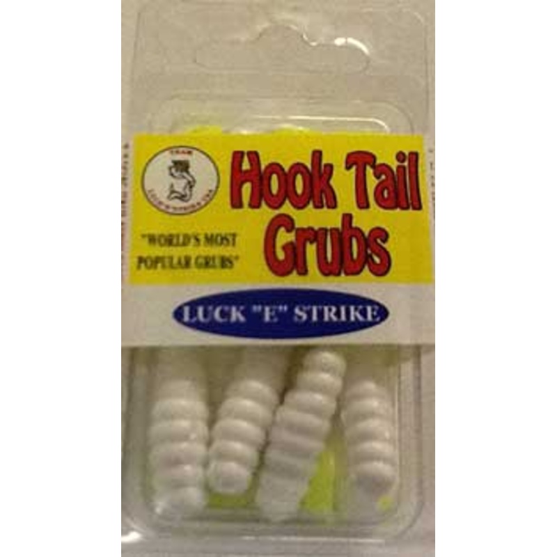Luckie Strike Curl Tail Grub 3" 10ct White/Chartreuse Glitter