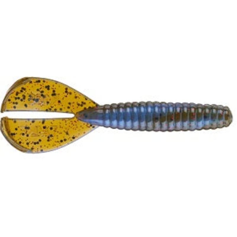 Strike King Rage Twin Tail Menace Grub 4" 8ct Blue Craw Red Flake