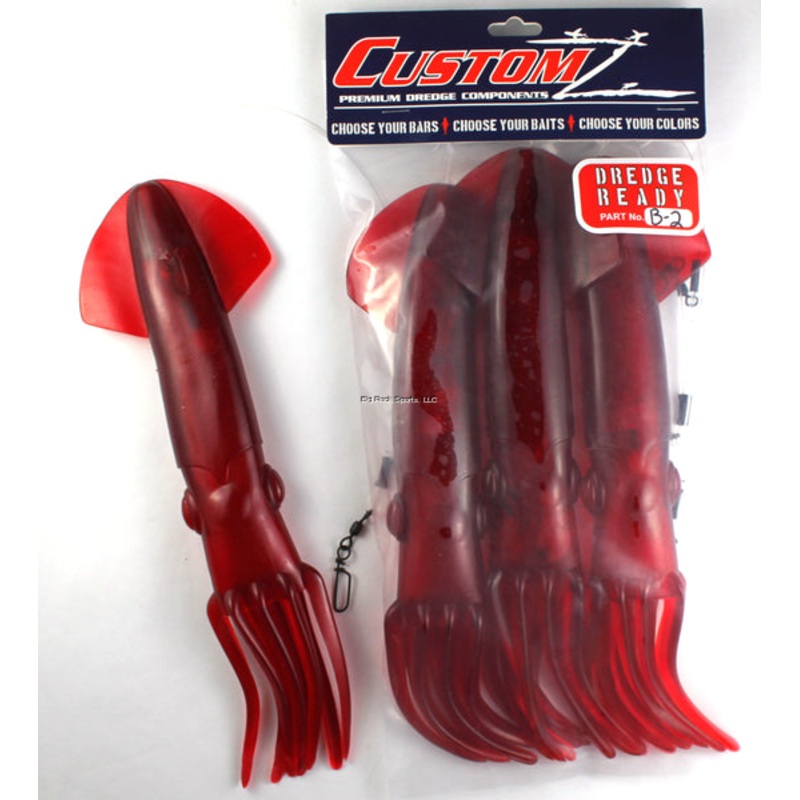Fish Razr CustomZ Dredge ready 3pk, 12",18.56 oz, red squid