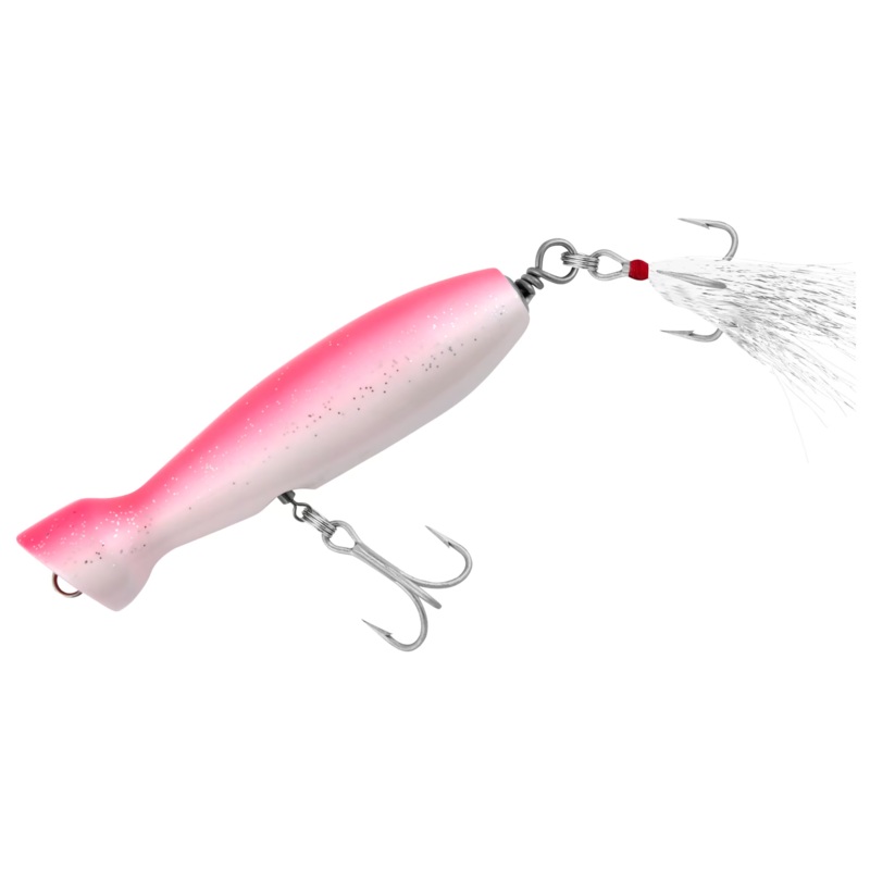 Tsunami Wood Timber Bottle Style Popper Lure 4 1/2" Pink/White Belly 1 1/2oz