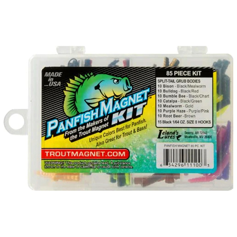 Leland Panfish Crappie Magnet Kit & Grubs  KIT - 85 Piece Made in USA
