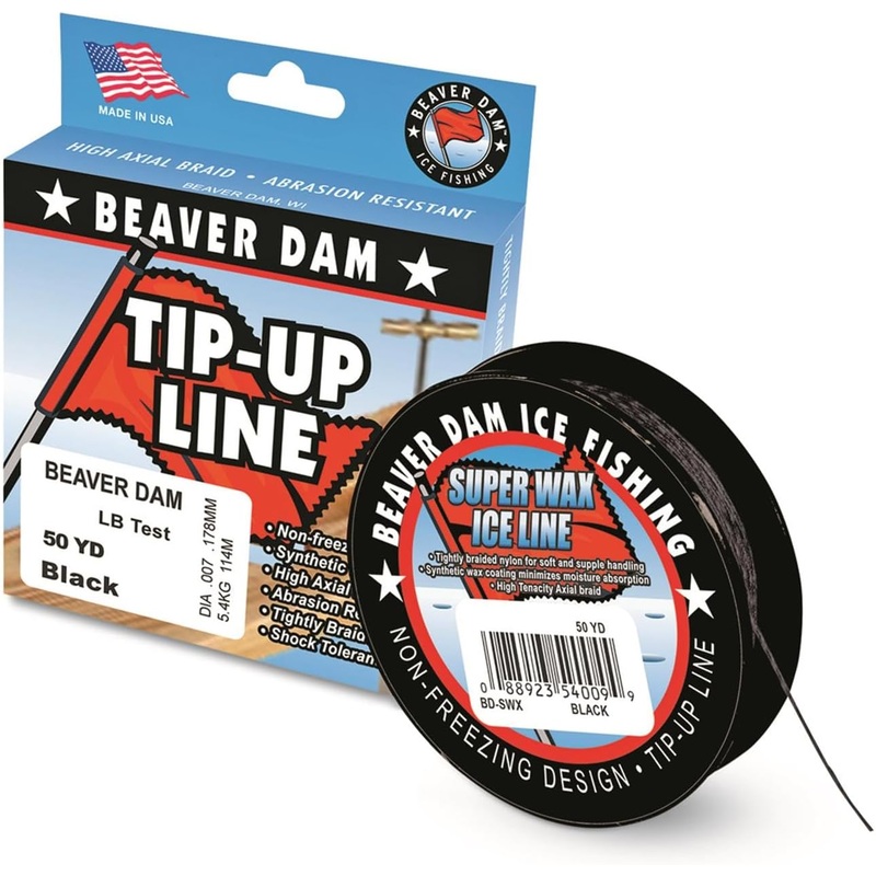 Beaver Dam 2050 Wax Tip Up Line Black 20lb 50yd