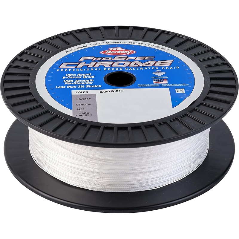 Berkley ProSpec Chrome Premium Saltwater Braided Line, Cabo White, 65lb 500yd