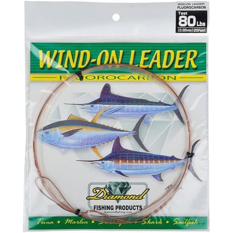 Diamond Fluorocarbon Wind-On Leader 80lb 25' Clear White