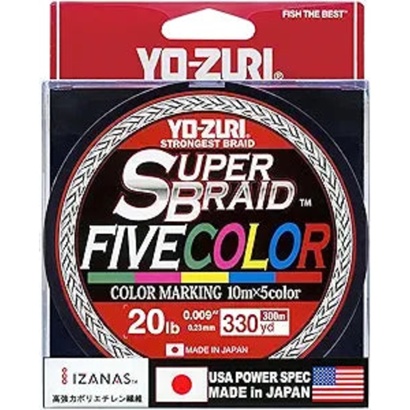 Yo-Zuri 330YD SuperBraid Five Color 330YDS 20Lbs
