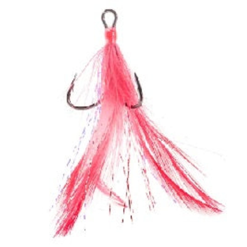 Mustad Dressed Treble Hooks 2ct Red Size 4
