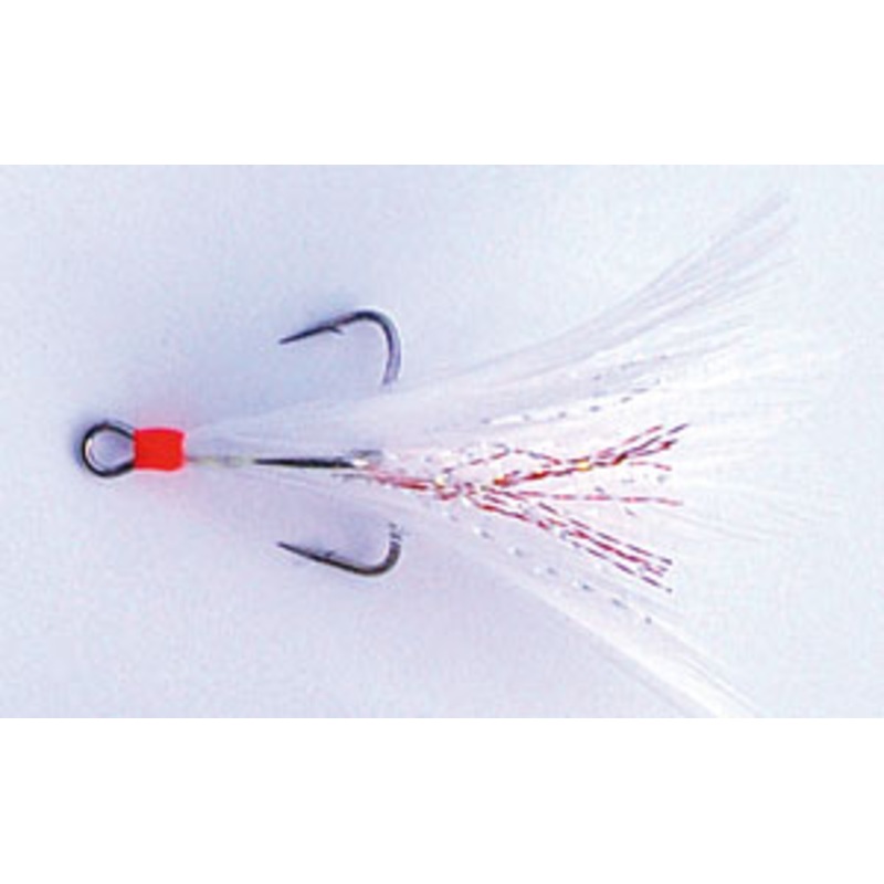 Mustad Dressed Treble Hooks 2ct White Size 4