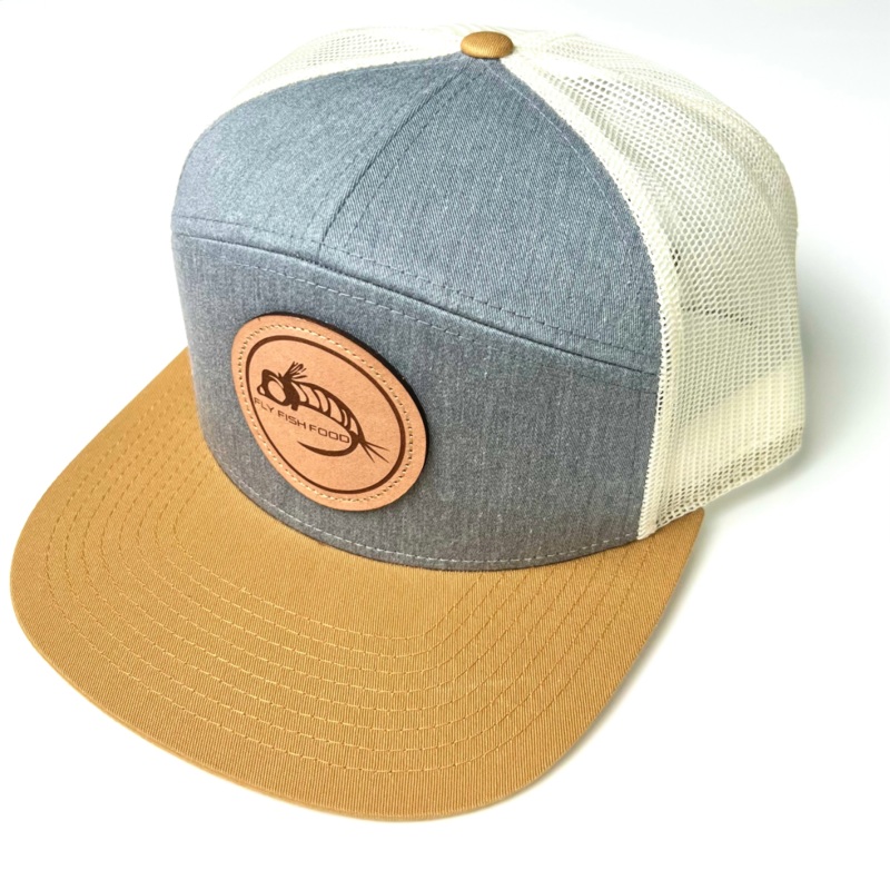 Fly Fish Food Logo Hat 7-Panel - Heather Grey/Birch/Biscuit