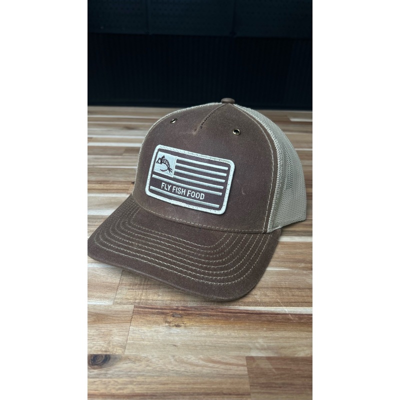 Fly Fish Food America Flag Hat - Brown Classic Waxed