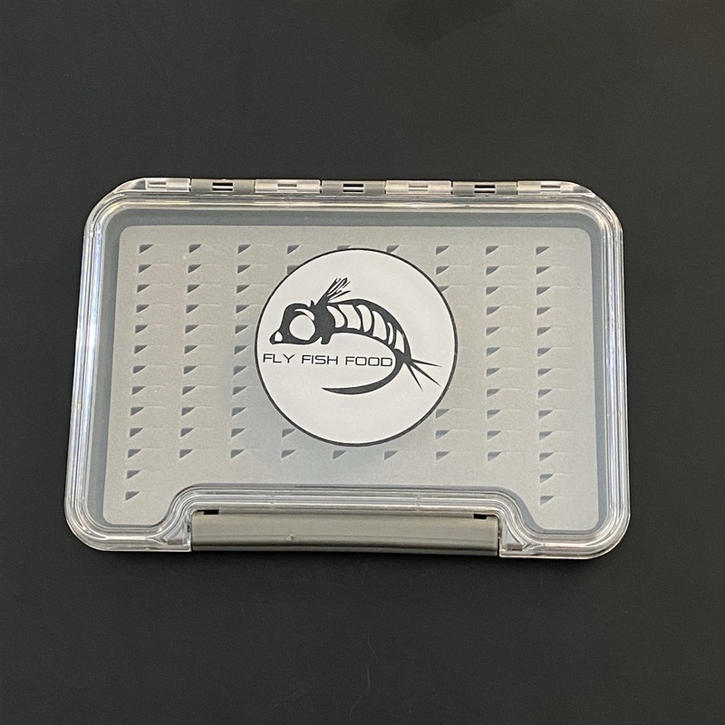 FLY FISH FOOD LOGO FLY BOX, CLEAR SINGLE SIDED -  SMALL W/ EASY GRIP FOAM