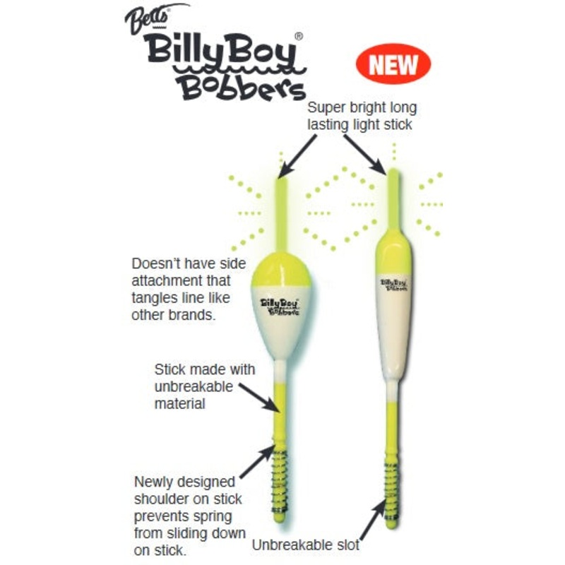 Betts Flo Glo Balsa Spring Float 1" Oval Lighted 2pc w/4 light sticks