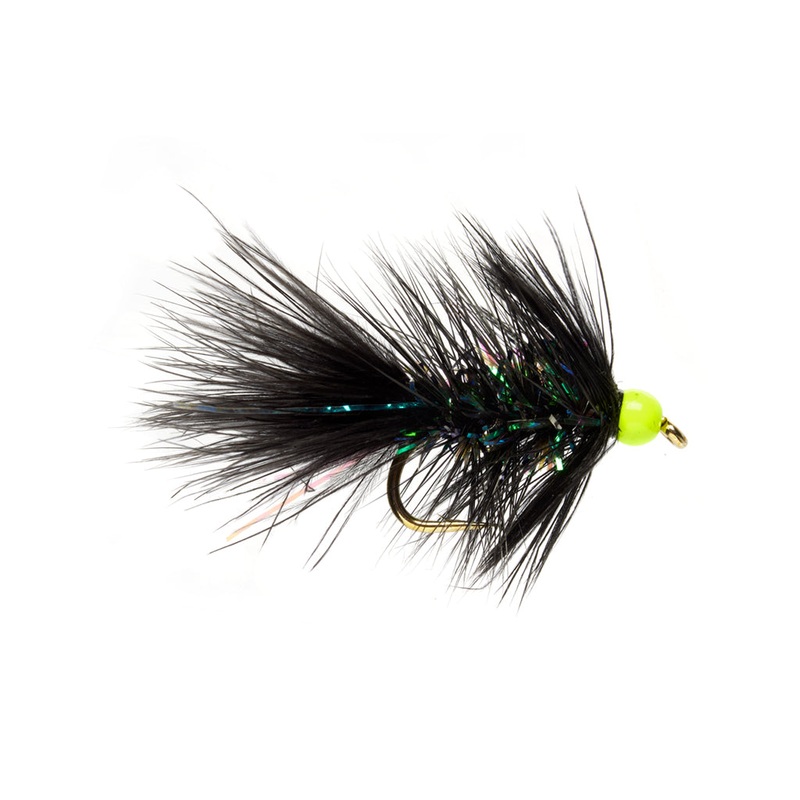 Mini Shimmer Bugger - Black & Chartreuse Bead
