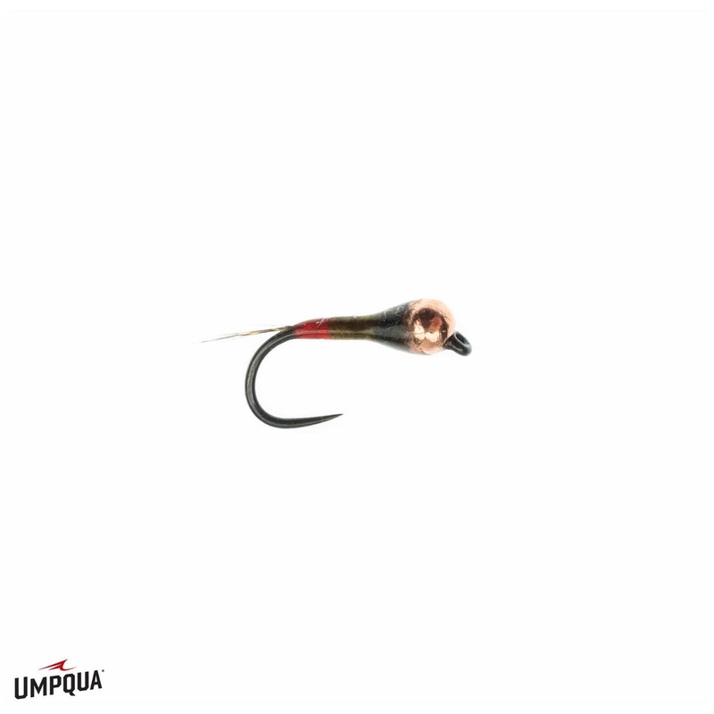 Spanish Perdigon Nymph - Dark Olive/Red