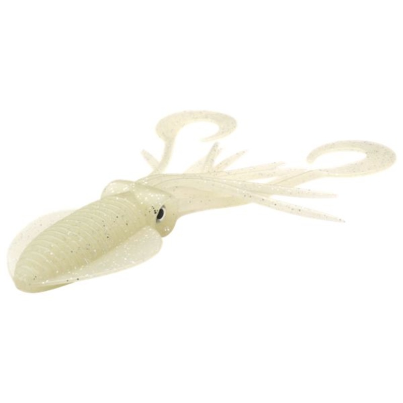 P-Line Twin Tail Squid - 4-1/2" - Natural Glow Glitter