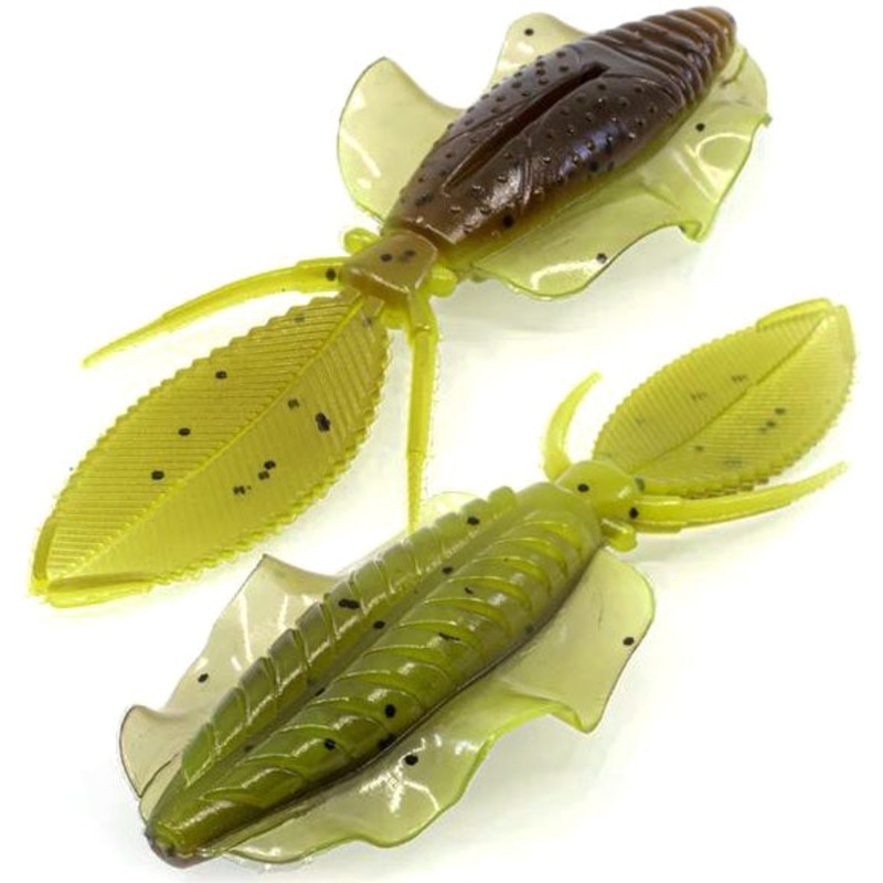 Flip Flop, Green Pumpkin Chartreuse, 425 Soft Plastic, 6Pcs