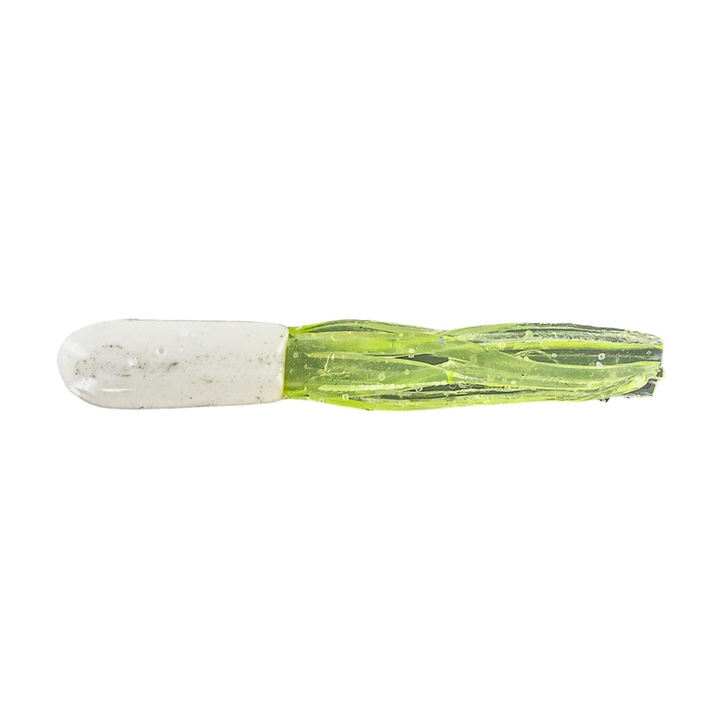 Big Bite Crappie Tubes 1.5in 100ct White/Chartreuse
