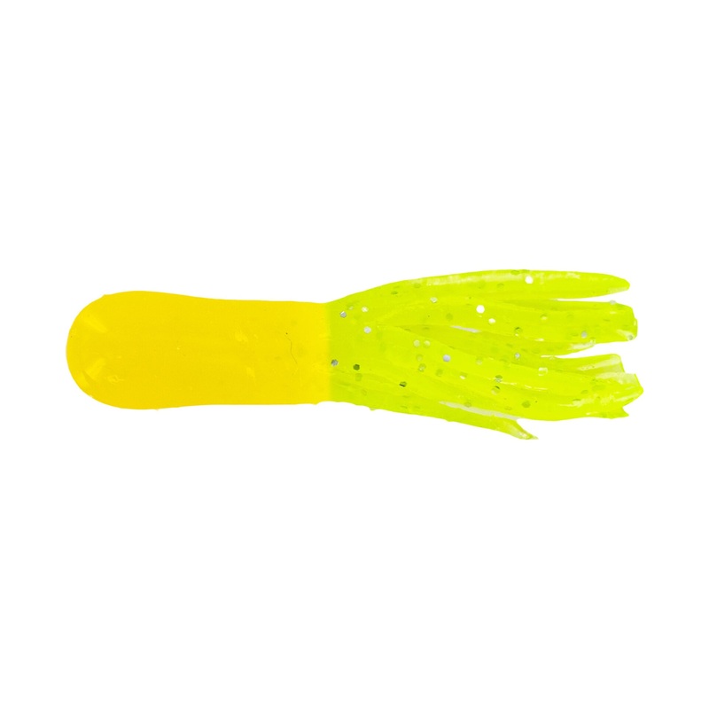 Big Bite Crappie Tubes 1.5in 10ct Yellow/Chartreuse Sparkle