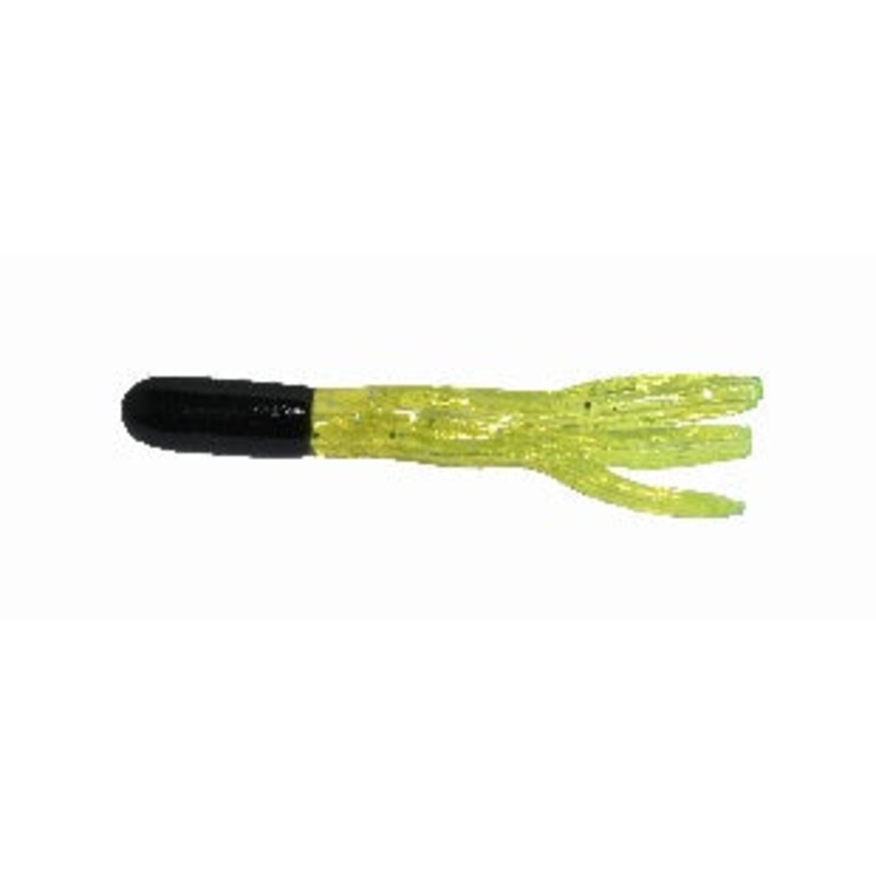 Big Bite Crappie Tubes 1.5" 10ct Black/Chartreuse Sparkle