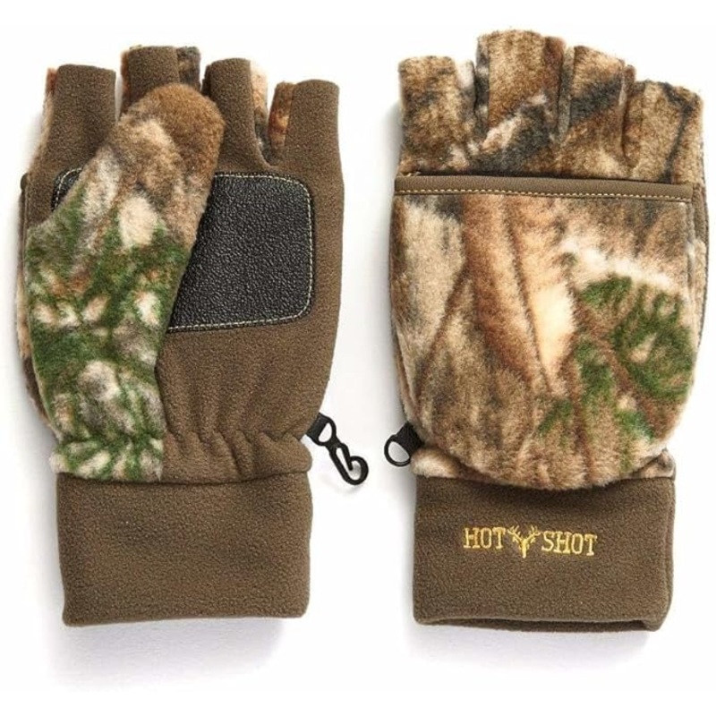 Hot Shot Men's Insulated Camo Realtree Edge "Bulls-Eye" Fuzzy Mittens X-Large