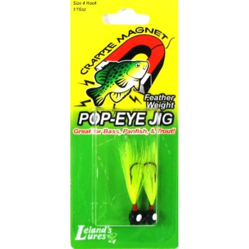 Leland Pop Eye Jig 1/16 2ct Black/Chartreuse