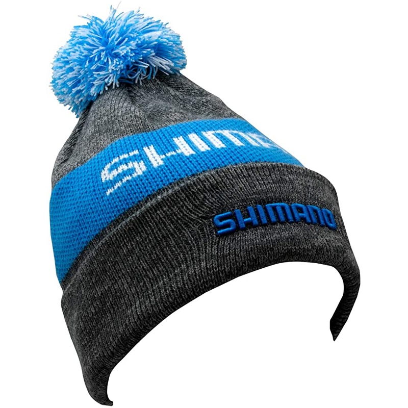 Shimano Multi-Color Beanie Embroidered logo Knitted cap, OSFM, Blue pom